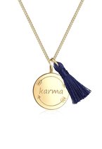 Elli Halsketting Kwast Karma Wordings Boho 925 Zilver verguld