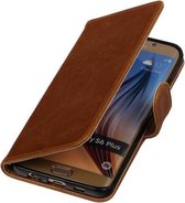 Bruin Pull-Up PU Hoesje Samsung Galaxy S6 Edge Plus Booktype Wallet Cover