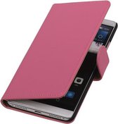 Roze Effen Booktype Huawei Mate S Wallet Cover Hoesje