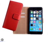 Apple iPhone 6 Plus 5.5 inch Real Leather Flip Case With Wallet Rood Red