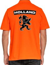 Koningsdag poloshirt / polo t-shirt Holland met grote zwarte leeuw oranje heren - Koningsdag kleding/ shirts S