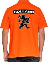 Koningsdag poloshirt / polo t-shirt Holland met grote zwarte leeuw oranje heren - Koningsdag kleding/ shirts L