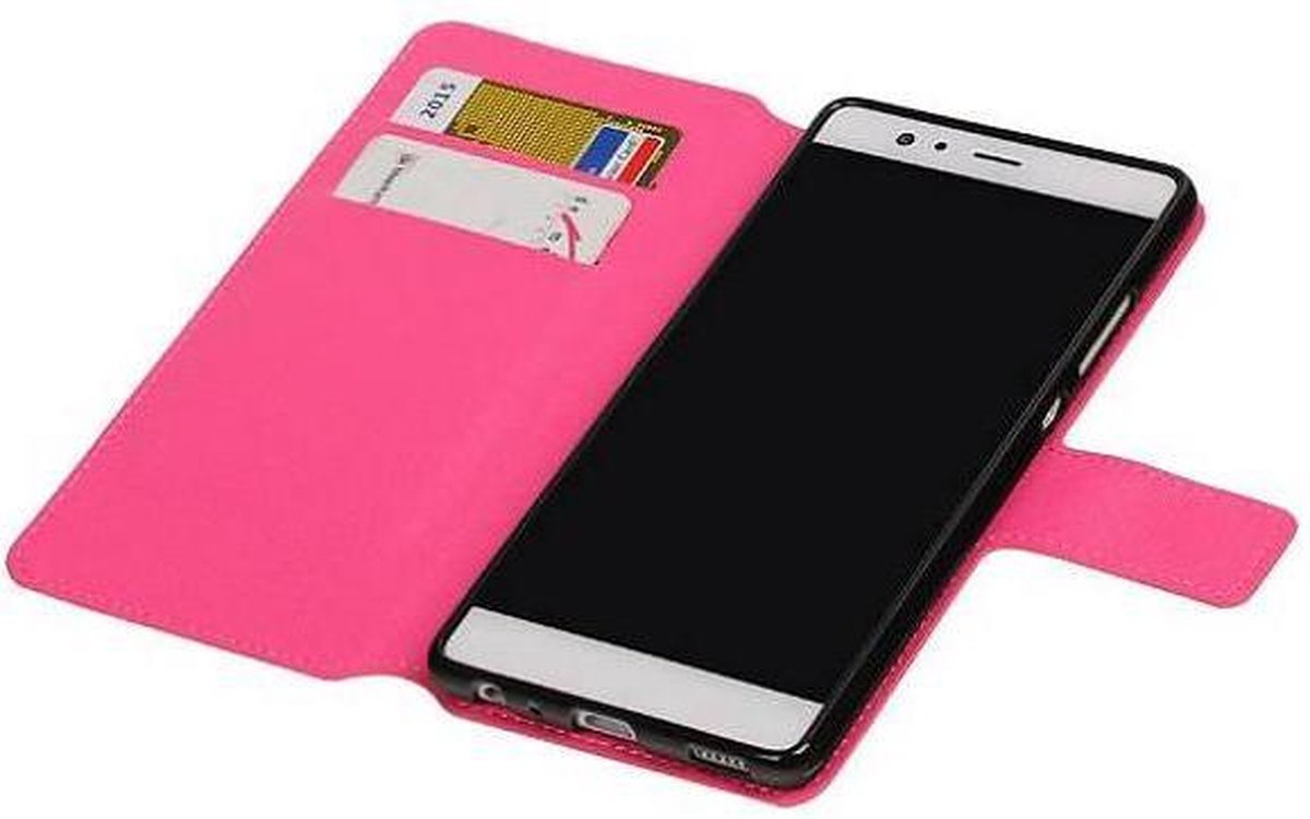 Cross Pattern TPU Bookstyle Wallet Case Hoesje Geschikt voor Huawei P9 Roze