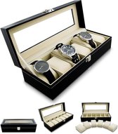 Horlogedoos - Horlogebox - Voor 6 Horloges - zwart