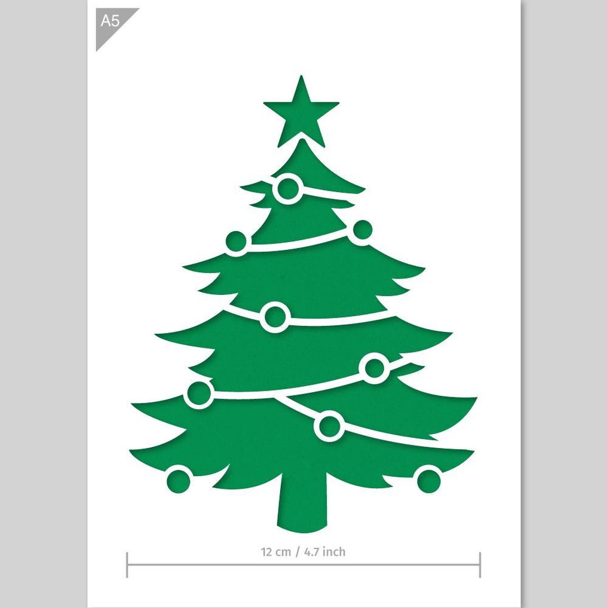 A5 Kerstboom Sjabloon Karton Sjabloon Boom is 12cm in