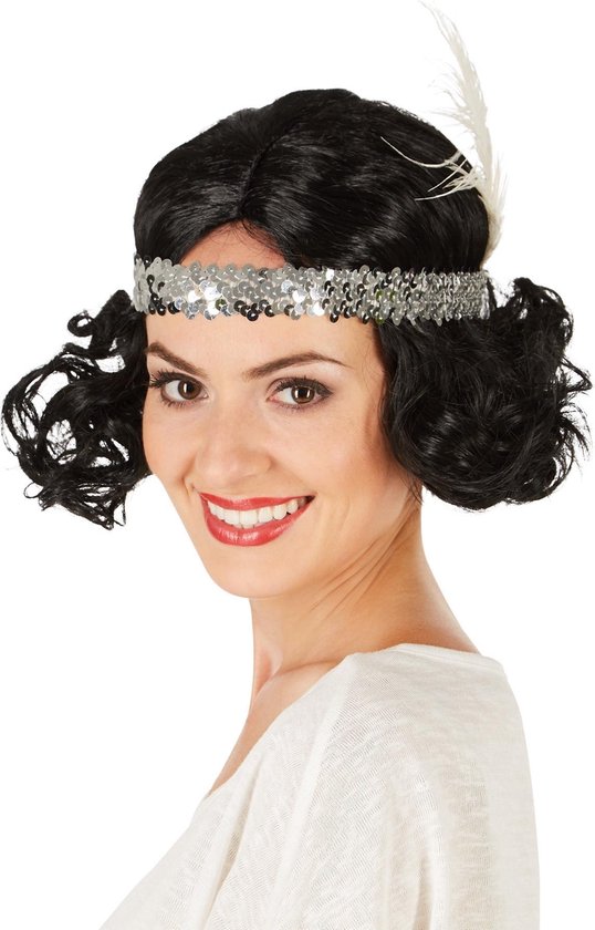 Perruque Charleston Femme Noire avec Bandeau - Jour de Fête - Perruques -  Accessoires