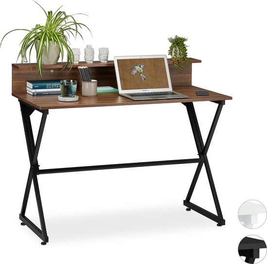 Relaxdays bureau met vakken - computertafel - laptoptafel - 90 x 110 x 55  cm - tafel -... | bol.com