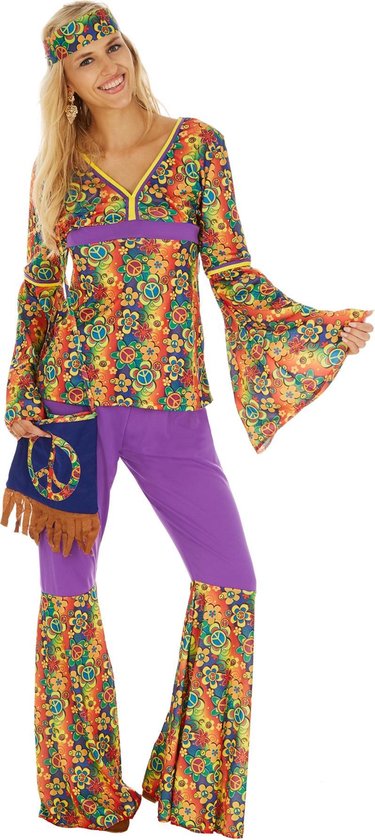 dressforfun - Vrouwenkostuum Hippie M - verkleedkleding kostuum halloween verkleden feestkleding carnavalskleding carnaval feestkledij partykleding - 300943