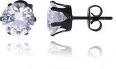 LGT Jewels Stud oorbellen Edelstaal Black Edition Round Transparent 4mm