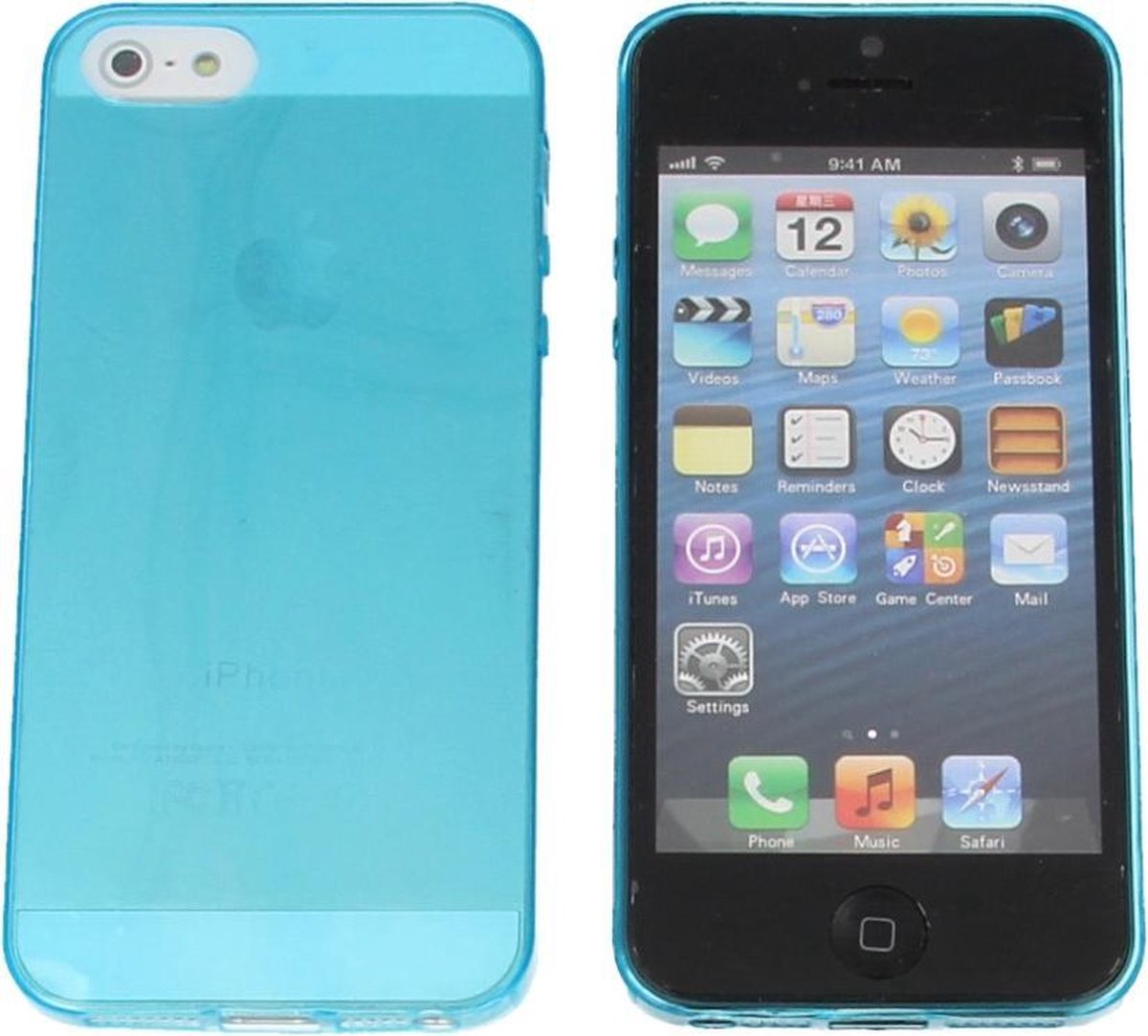 0.35mm Ultra Thin Matte Soft Back Skin case Transparant Blauw Blue voor Apple iPhone 5, 5S en SE 2016