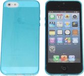 0.35mm Ultra Thin Matte Soft Back Skin case Transparant Blauw Blue voor Apple iPhone 5, 5S en SE