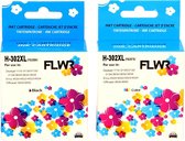FLWR - Inktcartridge / 302XL Zwart & Kleur 2-pack - Geschikt voor HP