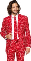 OppoSuits Iconicool - Heren Kostuum - Rood - Kerstpak - Maat 48