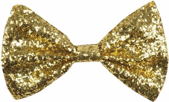 Nœud papillon habillé à paillettes d' or 11 cm pour femme / homme -  Accessoires de