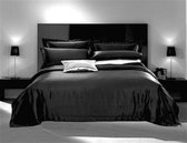 Zijden dekbedovertrek,Houtskool zwart 140x220cm, 100% zijde,600thread count (22momme)