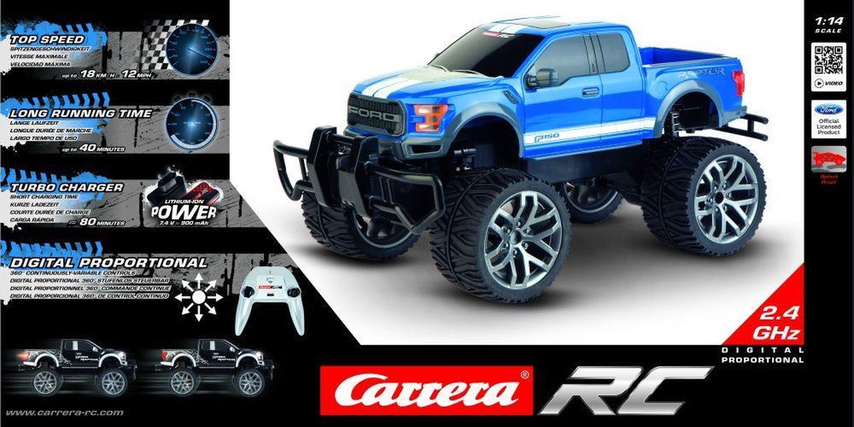 Coche RC Ford F-150 Raptor A Escala - 2.4GHz, 39.5 Cm, Control Remoto - Para Niños Y Coleccionistas