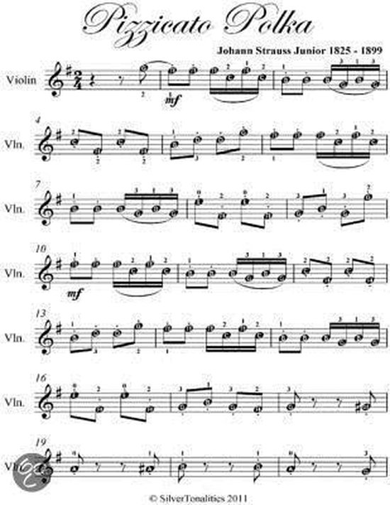 Pizzicato Polka Easy Violin Sheet Music (ebook), Johann Strauss Junior |  9781304919519 | bol.com