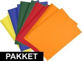 5x A4 hobby karton geel/donkergroen/blauw/oranje/rood