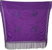 Spaanse manton vierkant cuadrado paars met bloemen verkleedkleding Flamenco jurk