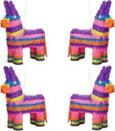 Relaxdays 4x pinata ezel - ophangen - voor kinderen - zelf vullen - verjaardag – regenboog