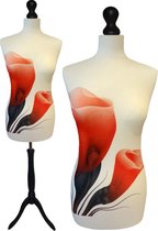 Deep Red flower paspop met zwarte sparkling driepoot 32/34