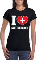 Zwart I love Zwitserland fan shirt dames XS