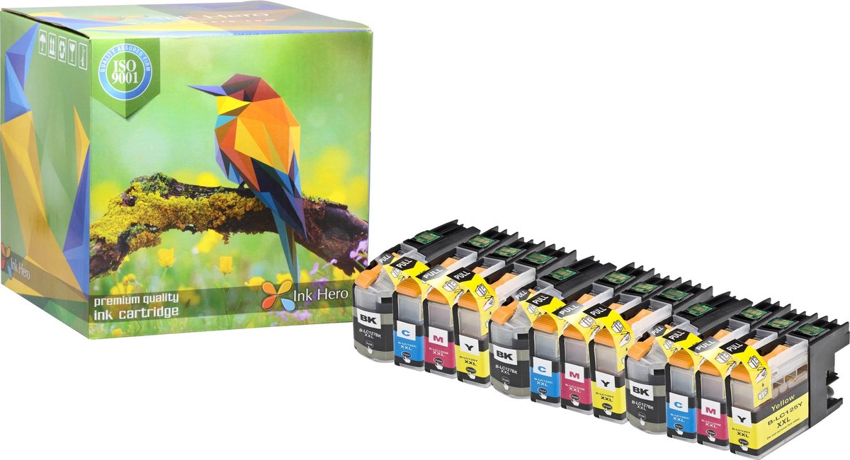 Ink Hero - 12 Pack - Inktcartridge / Alternatief voor de Brother LC127, DCP-J4110DW, MFC-J4410DW, J4510DW, J4610DW, J4710DW