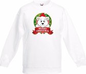 Kerst sweater voor kinderen met ijsbeer print - wit - jongens en meisjes sweater 3-4 jaar (98/104)