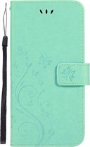 Shop4 - Samsung Galaxy S10 Plus Hoesje - Wallet Case Vlinder Patroon Mint Groen