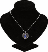Zilveren heksen medaillon blauw voor volwassenen