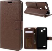 Litchi Cover wallet case hoesje Huawei P9 bruin