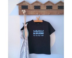 Shirtje baby tekst blauw jongen papa eerste vaderdag cadeau |  voetbal papa Voetbaltalent in opleiding net als mijn vader | Lange of korte mouw | zwart met blauw | maat 56-110