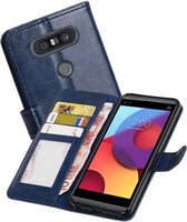 Hoesje Geschikt voor LG Q8 - Portemonnee hoesje booktype wallet case Donker Blauw