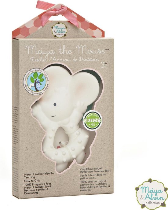 Meiya & Alvin Knijp- En Bijtknuffeltje Meiya De Muis Wit 11 Cm van Bonikka. — afbeelding 2