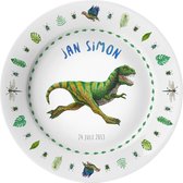Kinderbordje met naam - dinosaurus t-rex planten insecten - BPA vrij kunststof - cadeau jongen - Dieren in aquarel - geschilderd door Mies