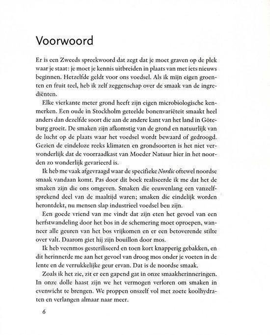 Pagina met de voorwoord van het boek 'Koken uit de nieuwe Nordic kitchen'.