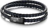 Frank 1967 7FB 0154L Bracelet pour homme avec Element en acier - Cuir tressé et double emballage - Taille L - Bleu foncé / Zwart