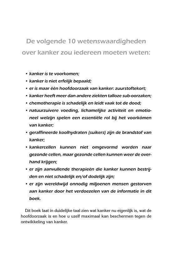 Boekpagina met opsomming: 'De volgende 10 wetenswaardigheden over kanker zou iedereen moeten weten'.