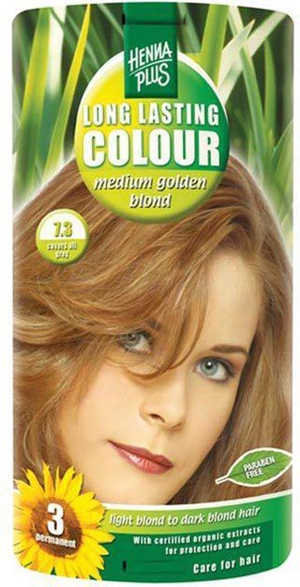 waar dan ook element Verbinding verbroken Hennaplus Long Lasting Colours 7.3 Medium Golden Blond - Haarverf | bol.com