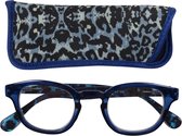 Lilly&june Leesbril Blauwe Dierenprint +1 - Met Bijpassend Etui