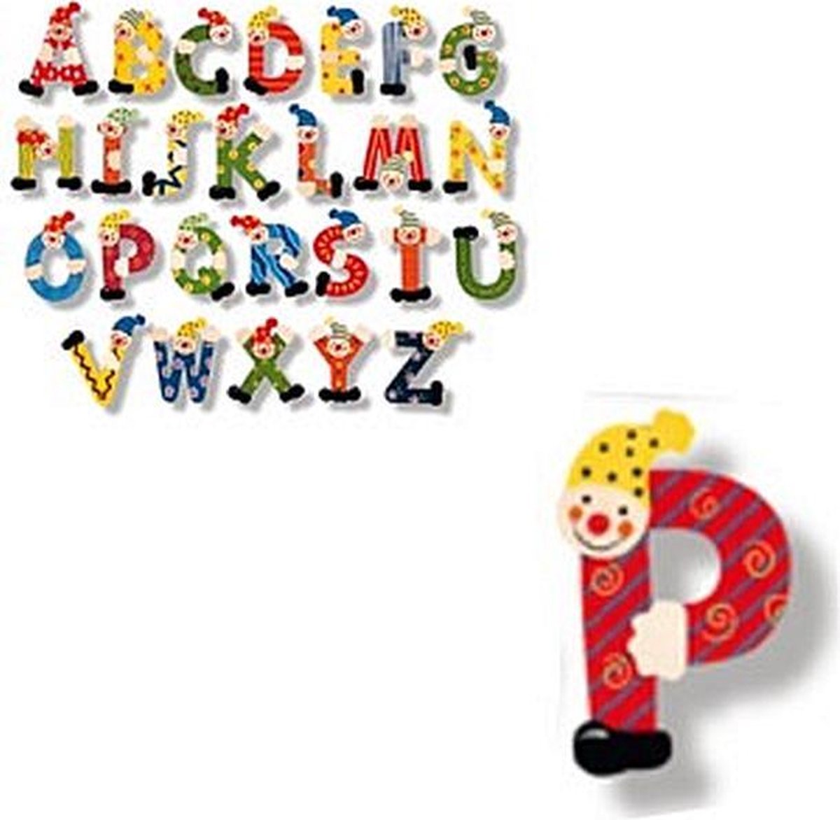 Houten naam letter clown, P Houten naam letter clown, P