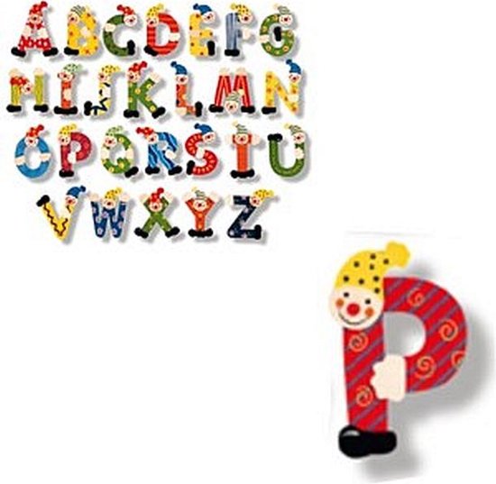 Houten naam letter clown, P