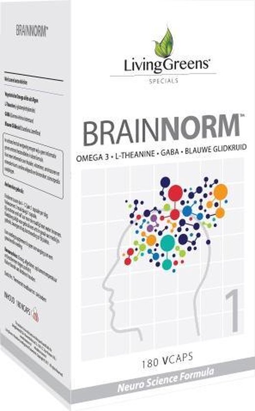 Brainnorm (180 Caps) - Focus - Concentratie-kinderen - volwassenen - L-theanine -omega vetzuren -gaba -blauw glidwortel