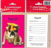 12 Uitnodigingskaartjes met envelop - Hond fruit - 9 x 13.5 cm