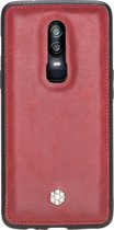 Bomonti™ - OnePlus 6 - Clevercase telefoon hoesje - Rood Milan - Handmade lederen back cover - Geschikt voor draadloos opladen
