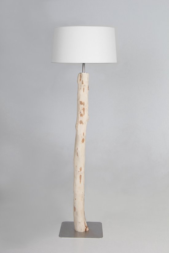 Staande lamp brocante stam 120 cm met witte kap | bol.com