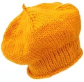 Gele baret, handgebreid, mosterdgele beanie