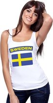 Singlet shirt/ tanktop Zweedse vlag wit dames L