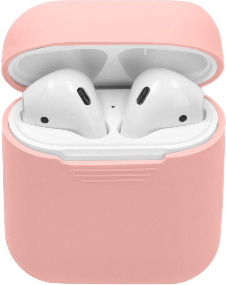 Soft silicone cover | voor Apple airpods| draadloze koptelefoon bescherm hoes | safety case| roze/pink - 