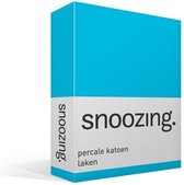 Snoozing - Laken - Eenpersoons - Percale katoen - 150x260 cm - Turquoise
